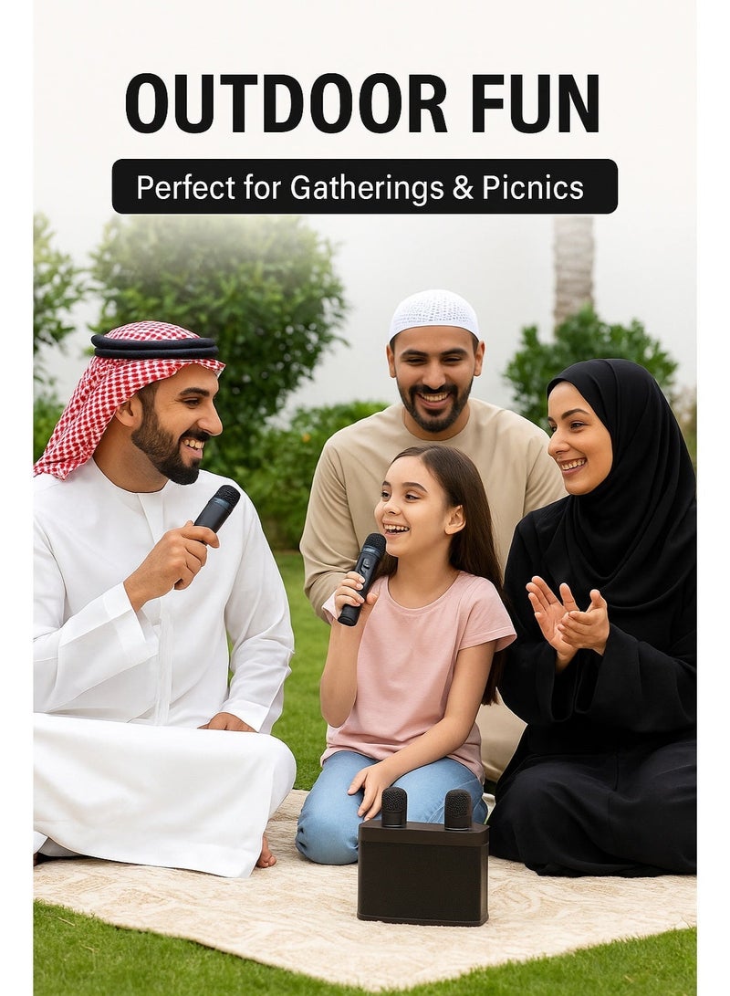 Mini Karaoke Machine with Bluetooth Speaker and 2 Wireless Microphones, Portable Home Karaoke System - Image 4